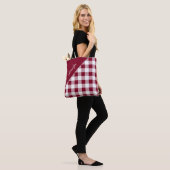 Rood Gingham Geruit Patroon Patroon Tote Bag (Op model)