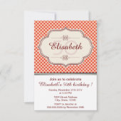 Rood  gingham kalligrafie kaart (Voorkant)