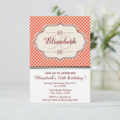 Rood  gingham kalligrafie kaart (Staand voorkant)