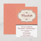 Rood  gingham kalligrafie kaart (Voorkant / Achterkant)