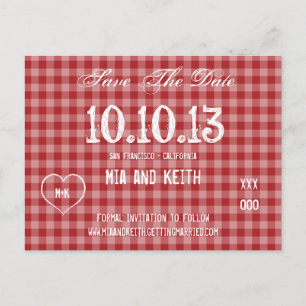 Rood Gingham Land Aankondigingskaart