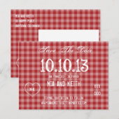 Rood Gingham Land Aankondigingskaart (Voorkant / Achterkant)