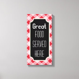 Rood Gingham Lekker Eten Bord Canvas Afdruk