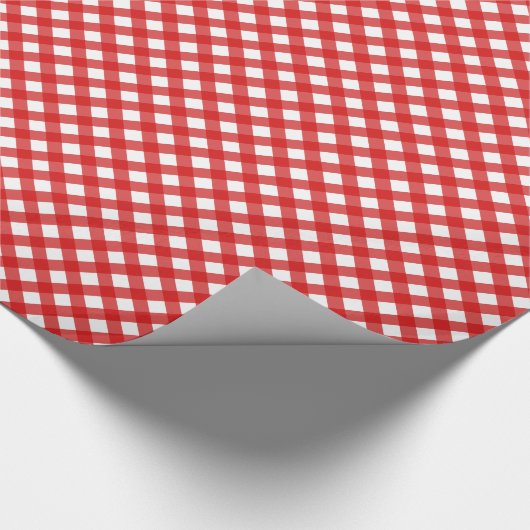 Rood gingham Patroon Glossy Wrapping Paper Cadeaupapier (Hoek)