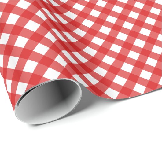 Rood gingham Patroon Glossy Wrapping Paper Cadeaupapier (Rol Hoek)