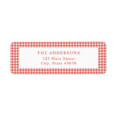 Rood Gingham Retouradres Etiket (Voorkant)