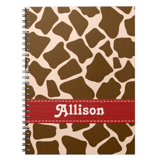 Rood Giraffe — Spiral notebook Notitieboek (Voorkant)