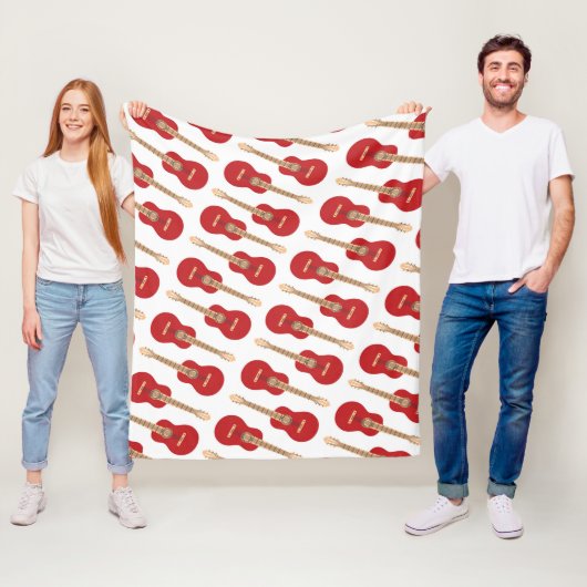 Rood Gitaarpatroon Fleece Deken (In situ)