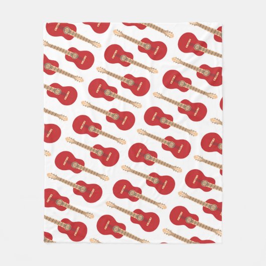 Rood Gitaarpatroon Fleece Deken (Voorkant)