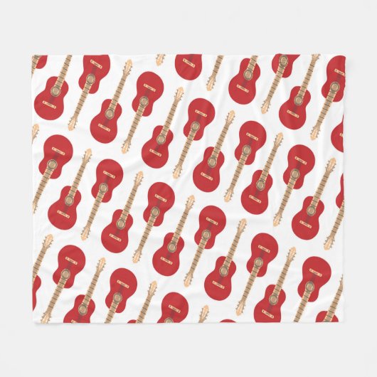 Rood Gitaarpatroon Fleece Deken (Voorkant (Horizontaal))