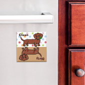 Rood Glad Dachshund 2 Vuil / Schoon Magneet