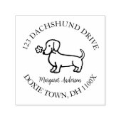 Rood glad Dachshund Cartoon retouradres Zelfinktende Stempel (Design)