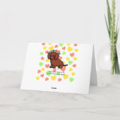 Rood Glad Dachshund en Bloemen Bedankkaart (Achterkant)