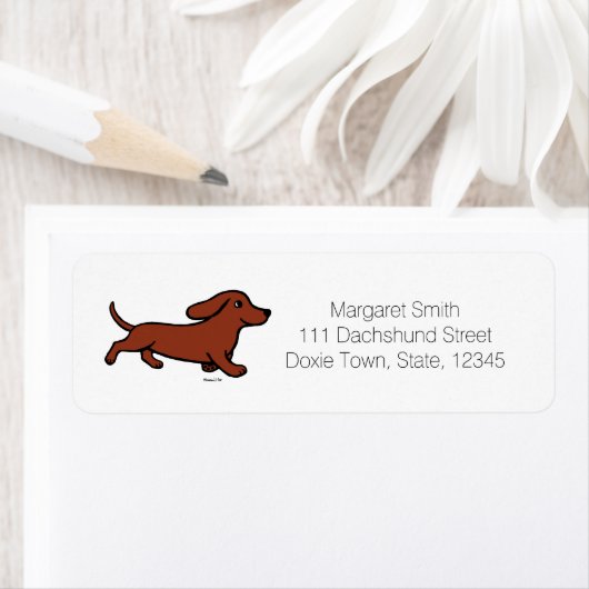 Rood Glad Dachshund Hardlopen Etiket (Insitu)