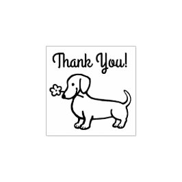 Rood Glad Dachshund Kleine bloem Rubberstempel