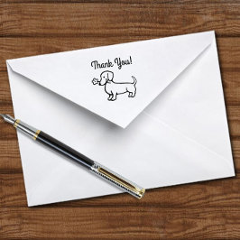 Rood Glad Dachshund Tiny flower Dank u Zelfinktende Stempel