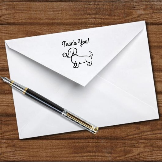 Rood Glad Dachshund Tiny flower Dank u Zelfinktende Stempel