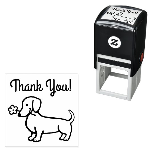 Rood Glad Dachshund Tiny flower Dank u Zelfinktende Stempel (In situ)