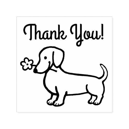 Rood Glad Dachshund Tiny flower Dank u Zelfinktende Stempel (Design)