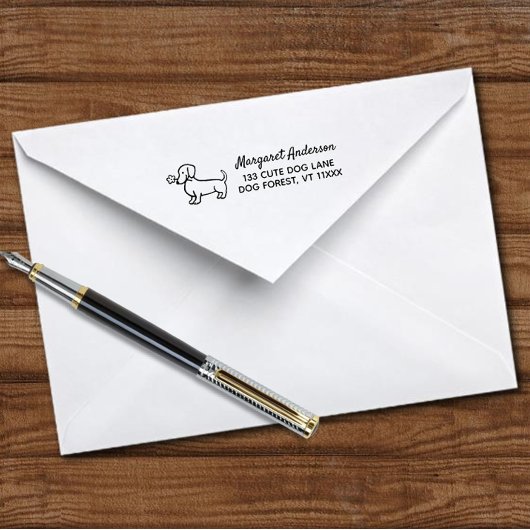 Rood Glad Dachshund Tiny flower Retouradres Zelfinktende Stempel