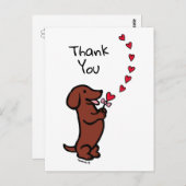 Rood Glad Haired Dachshund Hearts Dank u Briefkaart (Voorkant / Achterkant)