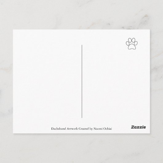 Rood Glad Haired Dachshund Hearts Dank u Briefkaart (Achterkant)