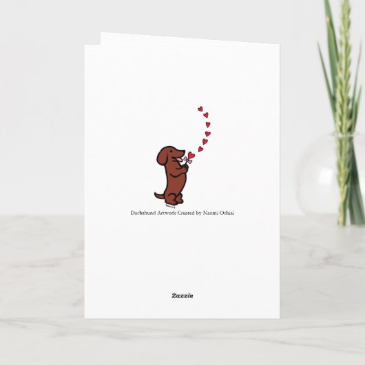 Rood Glad Haired Dachshund Hearts Dank u Kaart (Achterkant)