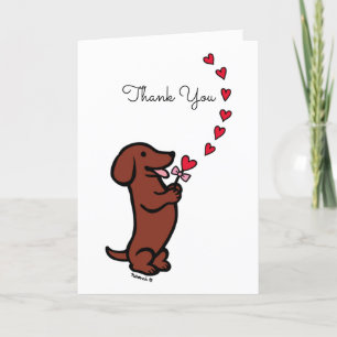 Rood Glad Haired Dachshund Hearts Dank u Kaart