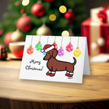 Rood Glad Haired Dachshund Kerstmis