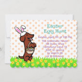 Rood Glad Haired Dachshund Paasei Hunt Kaart (Voorkant)