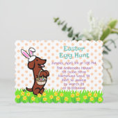 Rood Glad Haired Dachshund Paasei Hunt Kaart (Staand voorkant)