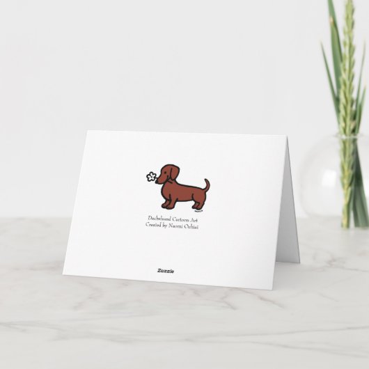 Rood Glad Haired Dachshund Tiny Flower Bedankkaart (Achterkant)
