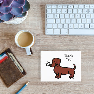 Rood Glad Haired Dachshund Tiny Flower Dank u Briefkaart