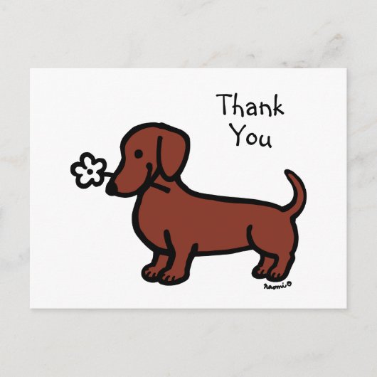 Rood Glad Haired Dachshund Tiny Flower Dank u Briefkaart (Voorkant)