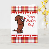 Rood gladharig teckel kaart (Gele Bloem)