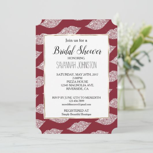 Rood Glam Diamond Lips Kaart (Staand voorkant)