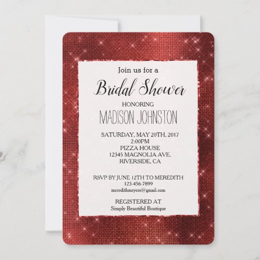 Rood Glam Glitzy Sparkle Kaart (Voorkant)