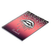 Rood glanzend Folie, diamant, metalen druppel Notitieboek (Linkerzijde)