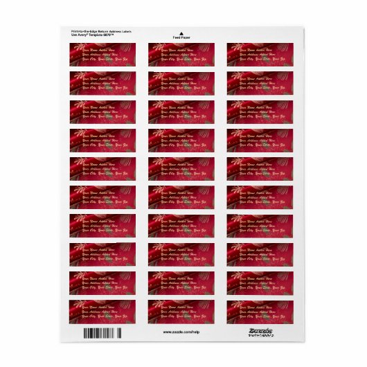 Rood glanzend inpakpapier retour adres labels (Full Sheet)