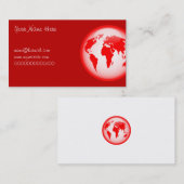 Rood glanzend Wereldbol, Jouw naam hier, Visitekaartje (Voorkant / Achterkant)