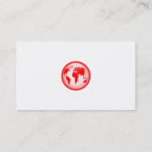 Rood glanzend Wereldbol, Jouw naam hier, Visitekaartje (Achterkant)