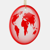 Rood glanzend Wereldbol Keramisch Ornament (Rechts)