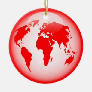 Rood glanzend Wereldbol Keramisch Ornament