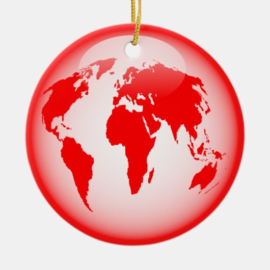Rood glanzend Wereldbol Keramisch Ornament (Voorkant)