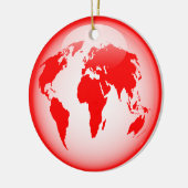 Rood glanzend Wereldbol Keramisch Ornament (Links)