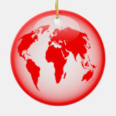Rood glanzend Wereldbol Keramisch Ornament (Achterkant)