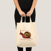 Rood glanzende halve slak met Shakespeare Quote Tote Bag (Voorkant (product))