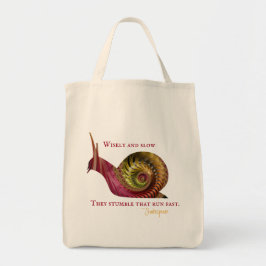 Rood glanzende halve slak met Shakespeare Quote Tote Bag