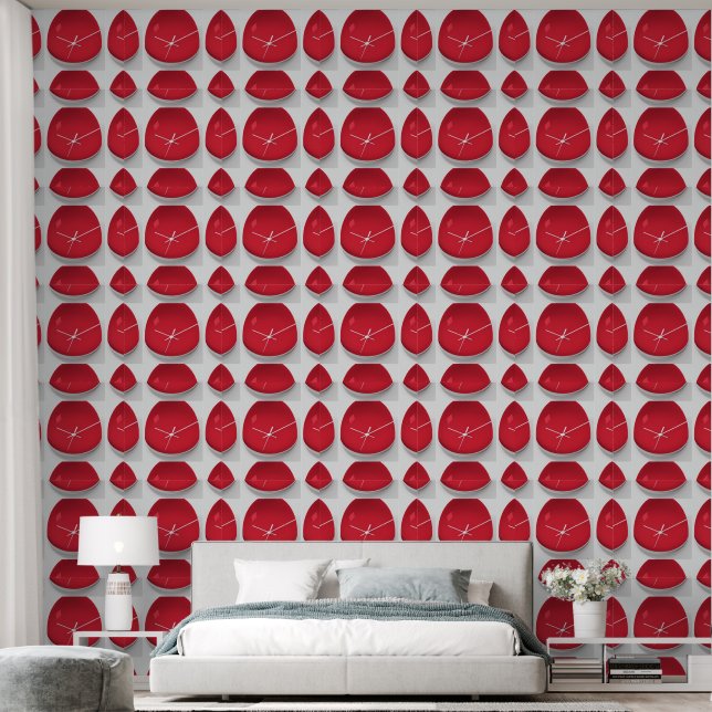 Rood Glas Klok Papergewicht Behang (Slaapkamer)