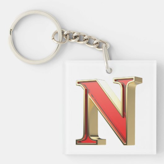 Rood glas letter N Sleutelhanger (voorkant)